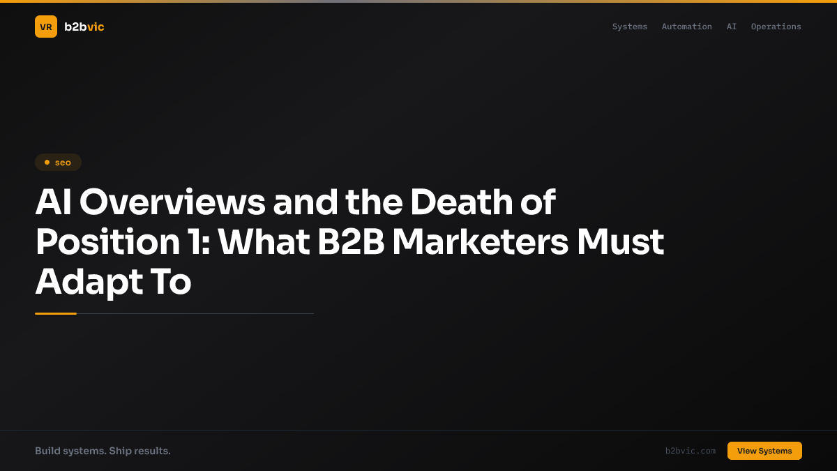 AI Overviews and the Death of Position 1: What B2B Marketers Must Adapt To