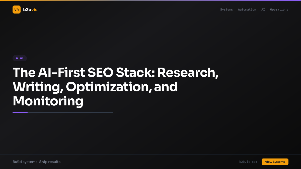The AI-First SEO Stack: Research, Writing, Optimization, and Monitoring