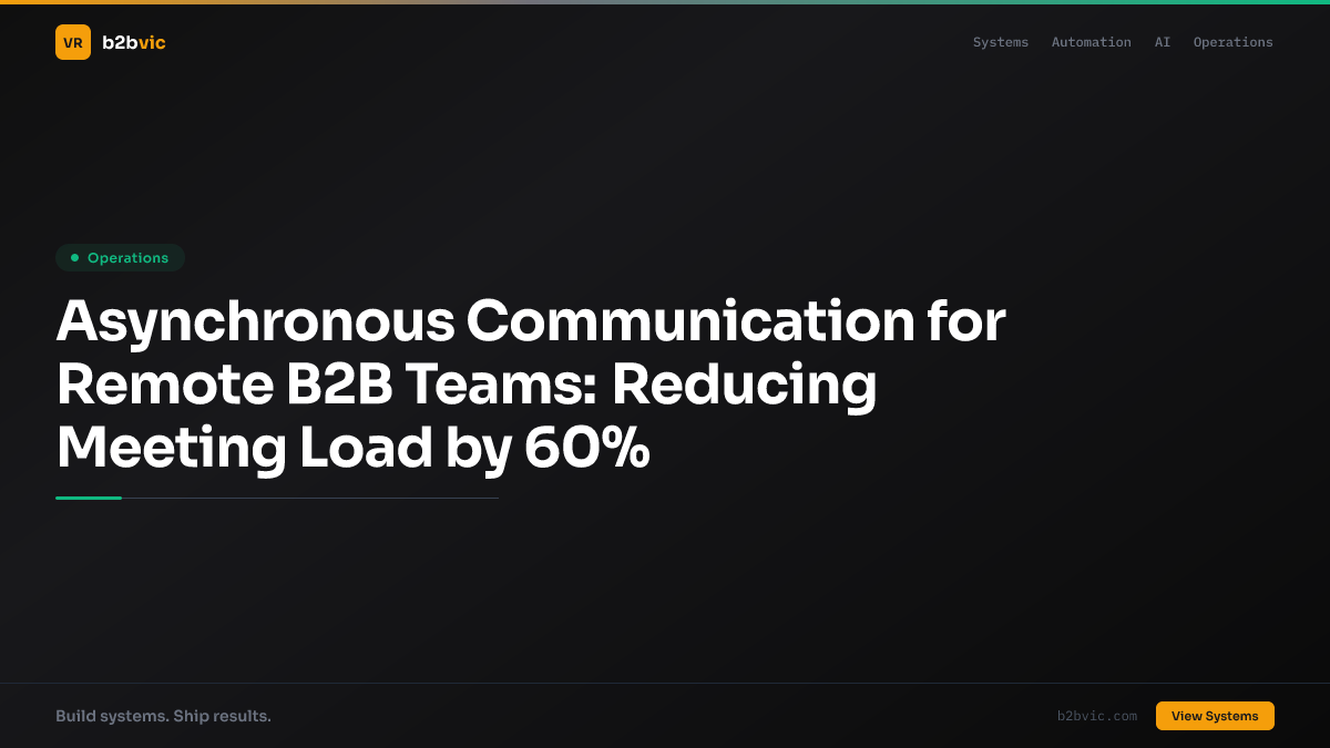 Asynchronous Communication for Remote B2B Teams: Reducing Meeting Load by 60%