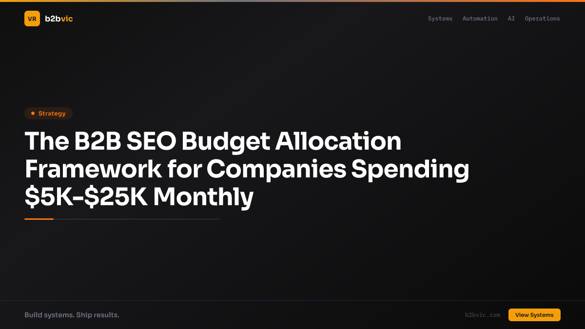 The B2B SEO Budget Allocation Framework for Companies Spending $5K-$25K Monthly