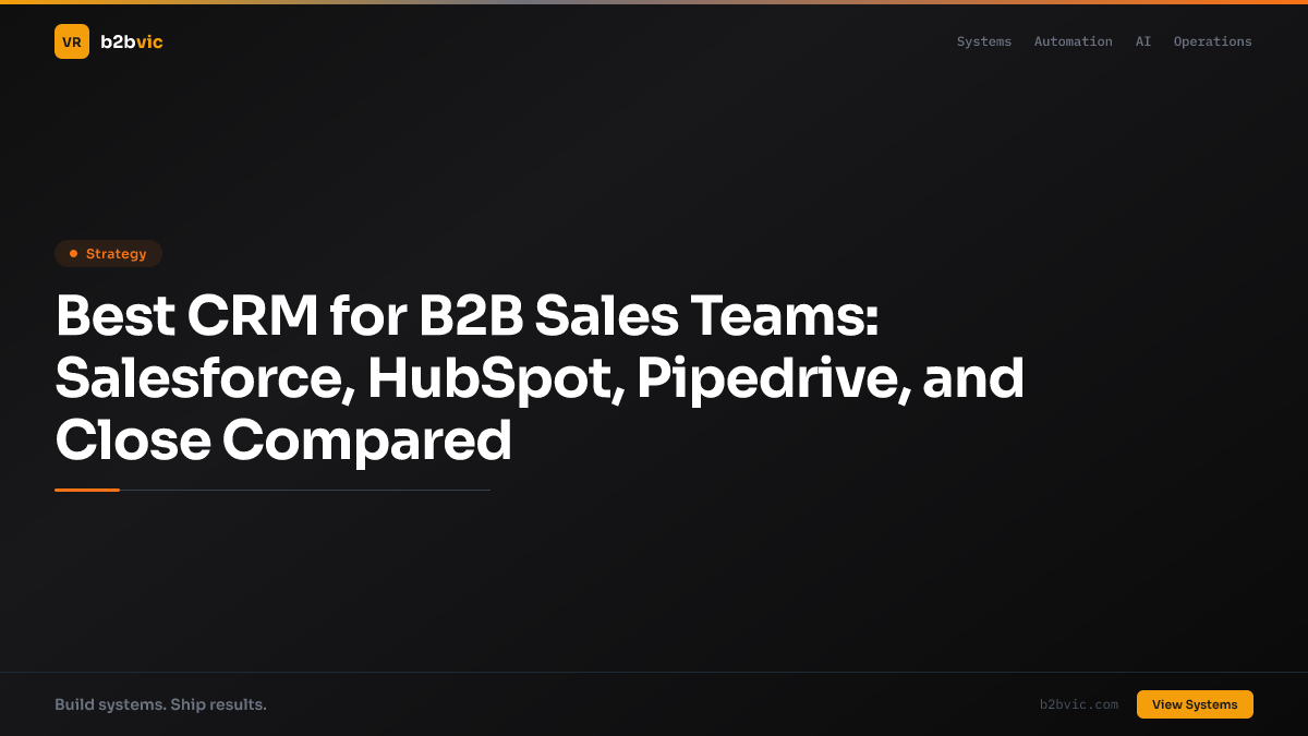 Best CRM for B2B Sales Teams: Salesforce, HubSpot, Pipedrive, and Close Compared