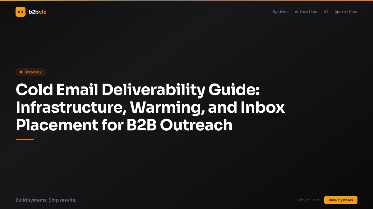 Cold Email Deliverability Guide: Infrastructure, Warming, and Inbox Placement for B2B Outreach
