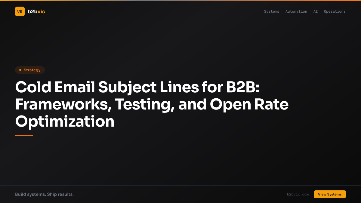 Cold Email Subject Lines for B2B: Frameworks, Testing, and Open Rate Optimization