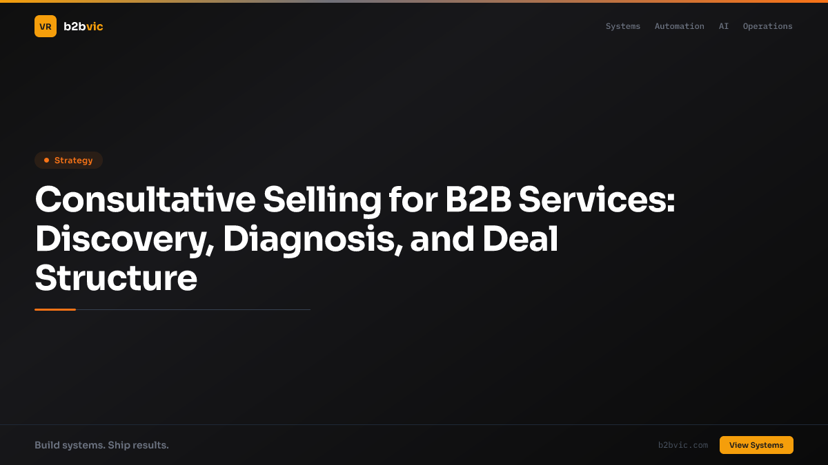 Consultative Selling for B2B Services: Discovery, Diagnosis, and Deal Structure