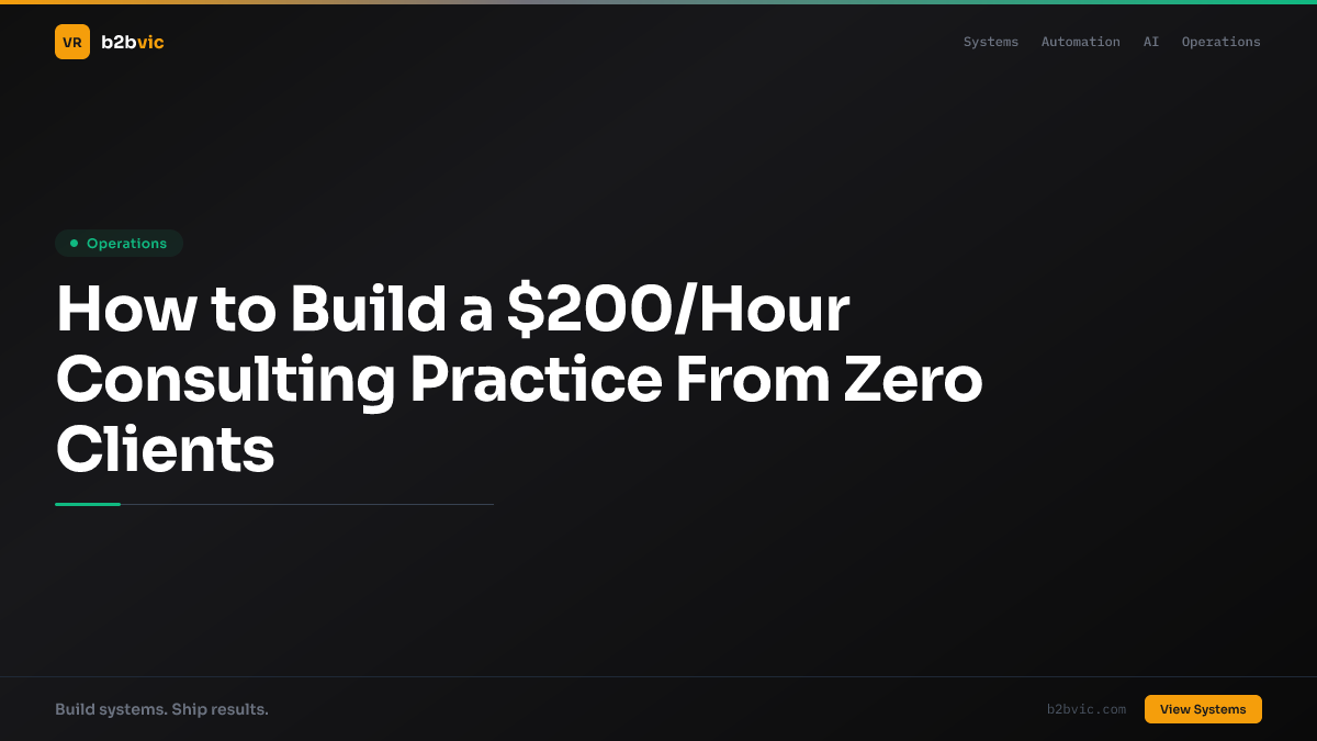 How to Build a $200/Hour Consulting Practice From Zero Clients