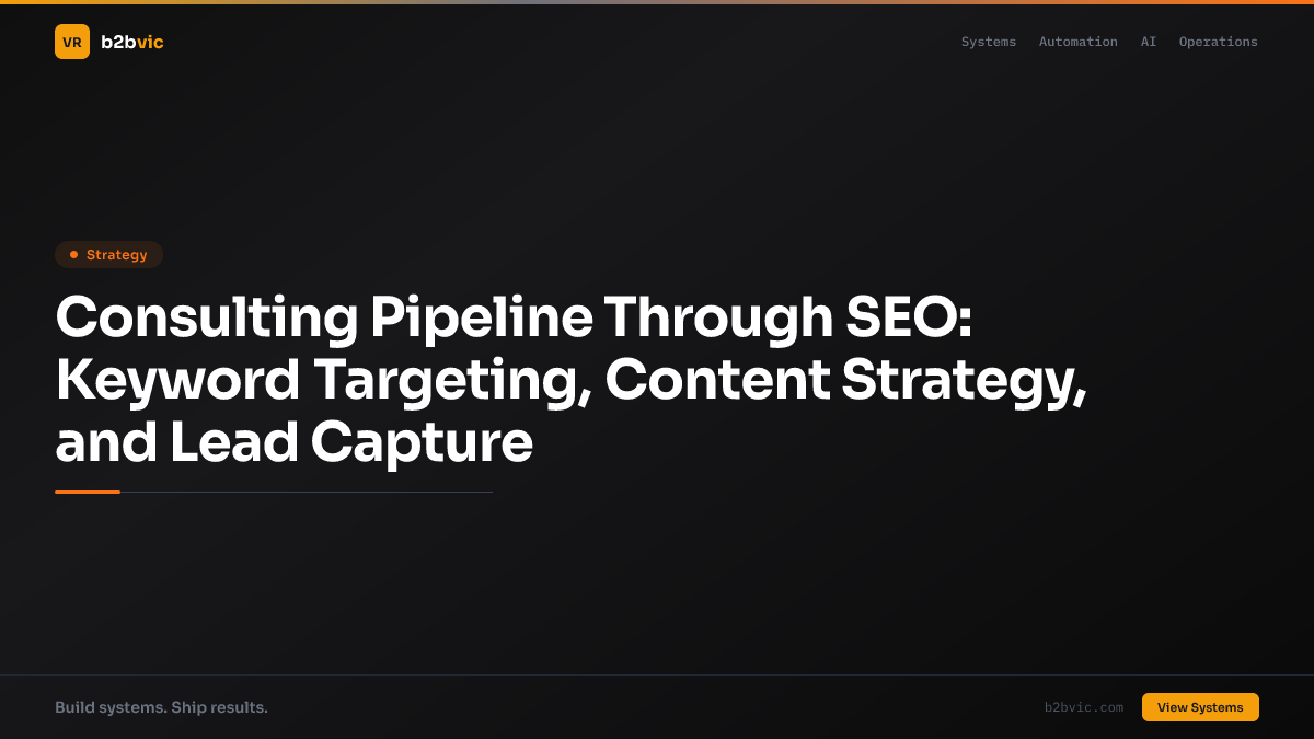 Consulting Pipeline Through SEO: Keyword Targeting, Content Strategy, and Lead Capture