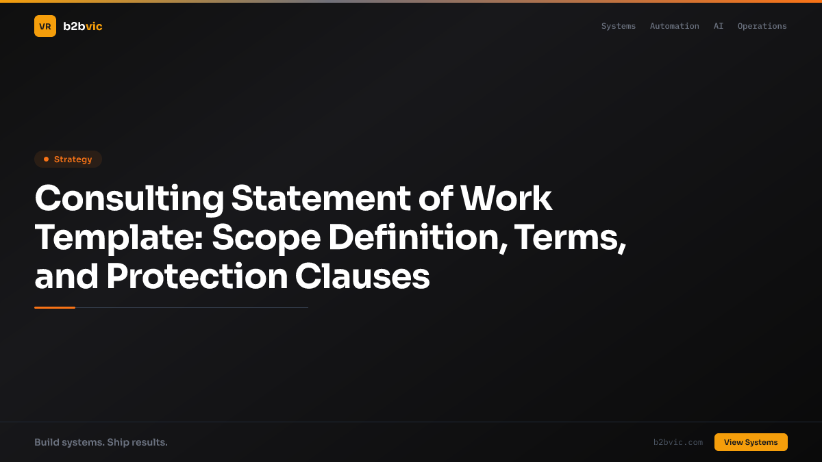 Consulting Statement of Work Template: Scope Definition, Terms, and Protection Clauses
