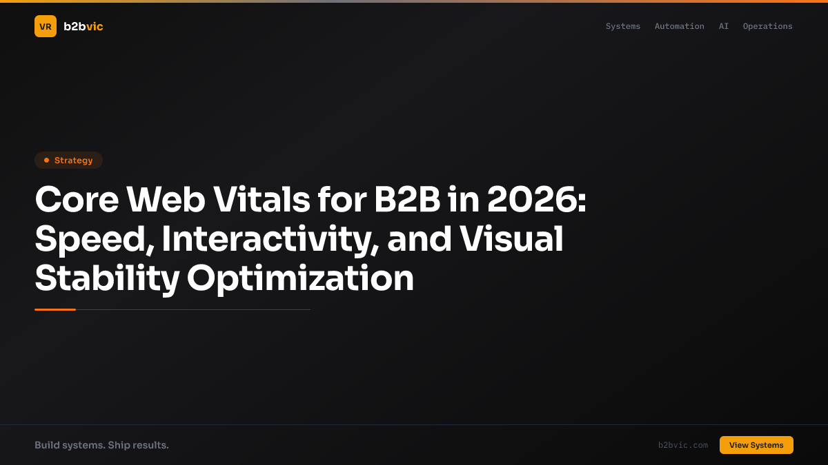 Core Web Vitals for B2B in 2026: Speed, Interactivity, and Visual Stability Optimization
