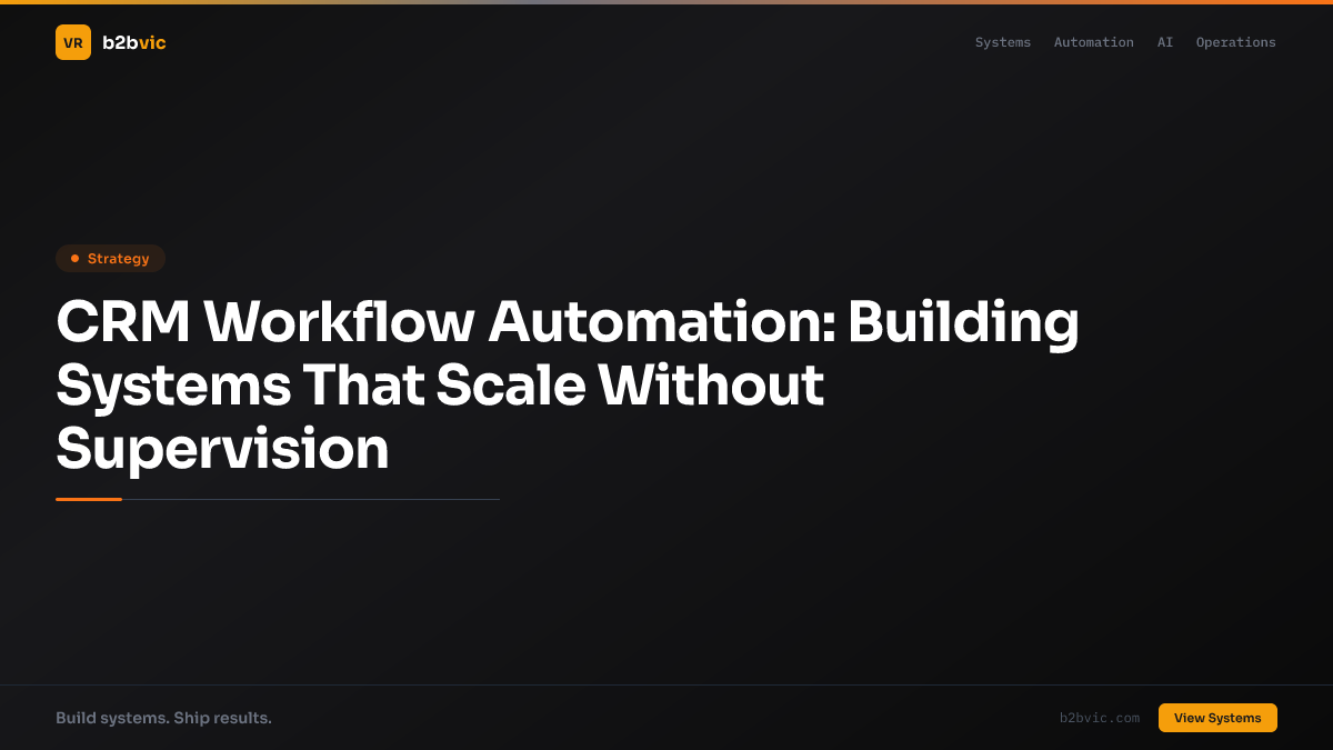 CRM Workflow Automation: Building Systems That Scale Without Supervision