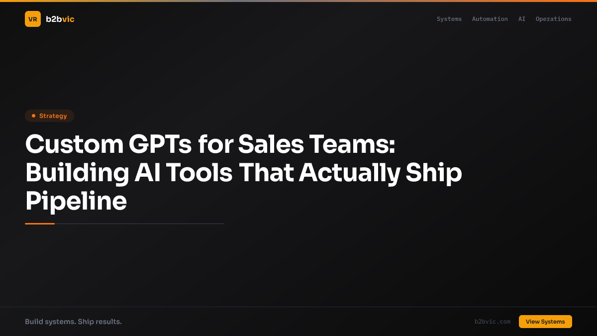 Custom GPTs for Sales Teams: Building AI Tools That Actually Ship Pipeline