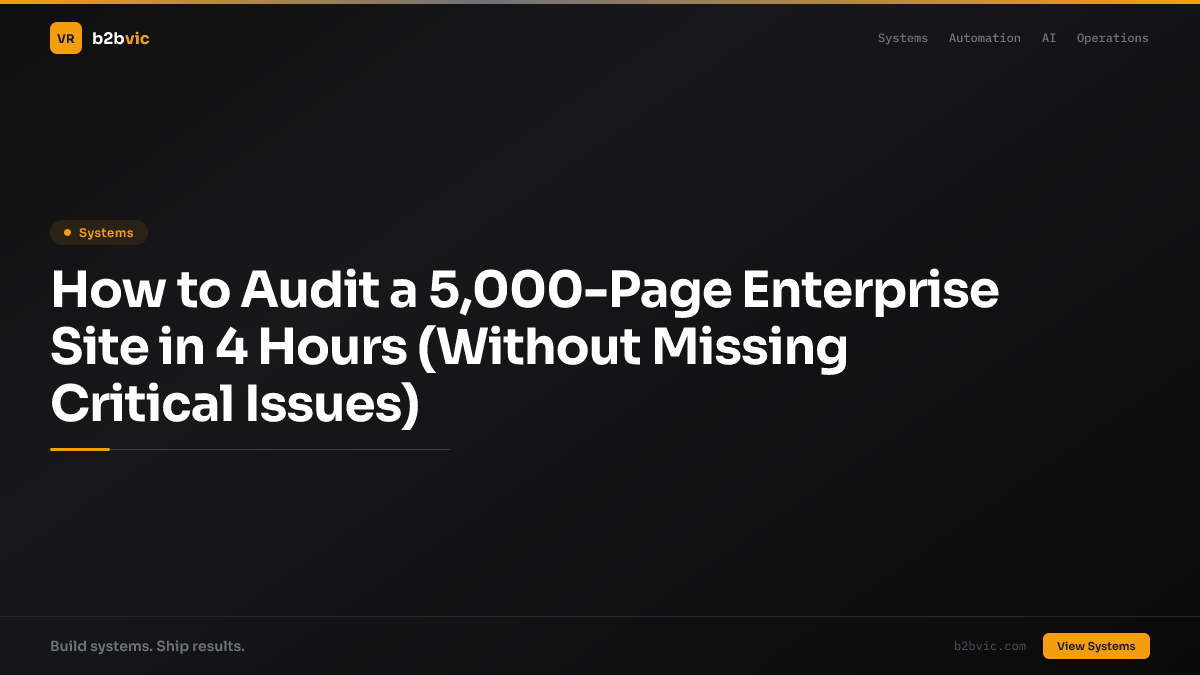 How to Audit a 5,000-Page Enterprise Site in 4 Hours (Without Missing Critical Issues)