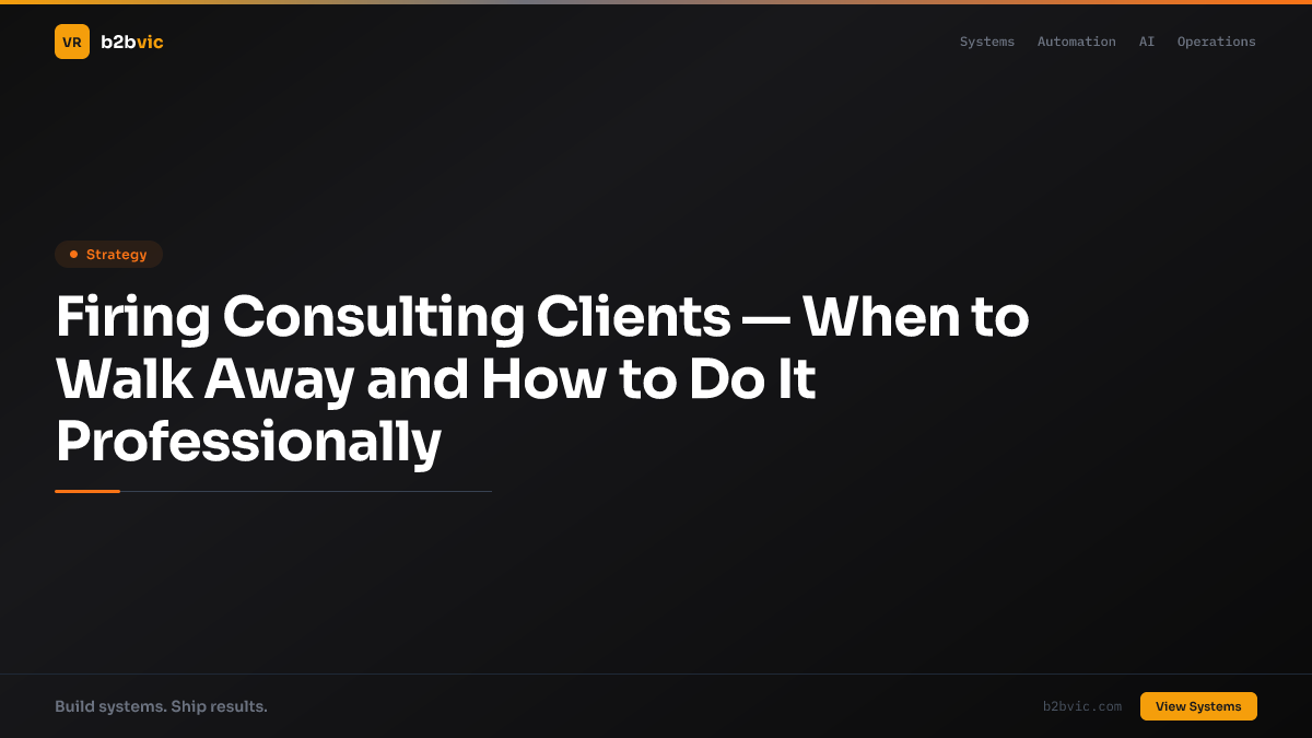 Firing Consulting Clients — When to Walk Away and How to Do It Professionally
