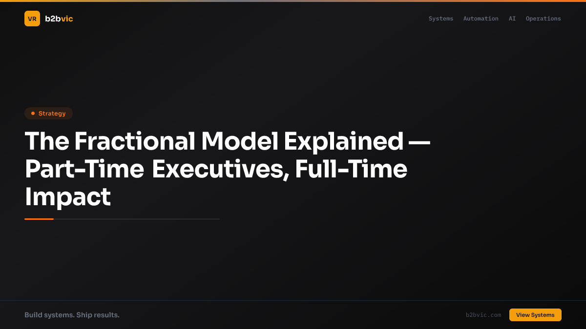 The Fractional Model Explained — Part-Time Executives, Full-Time Impact