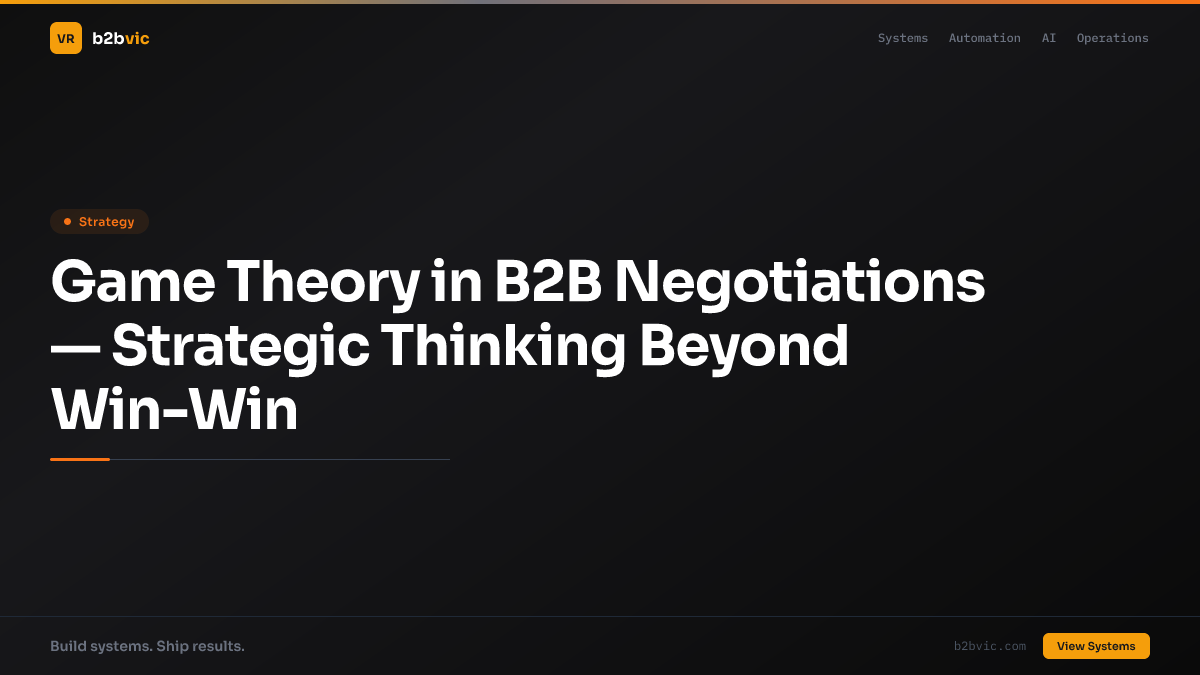Game Theory in B2B Negotiations — Strategic Thinking Beyond Win-Win