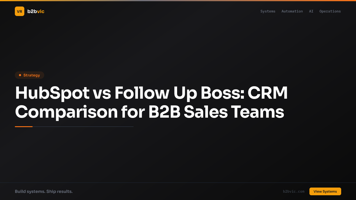 HubSpot vs Follow Up Boss: CRM Comparison for B2B Sales Teams