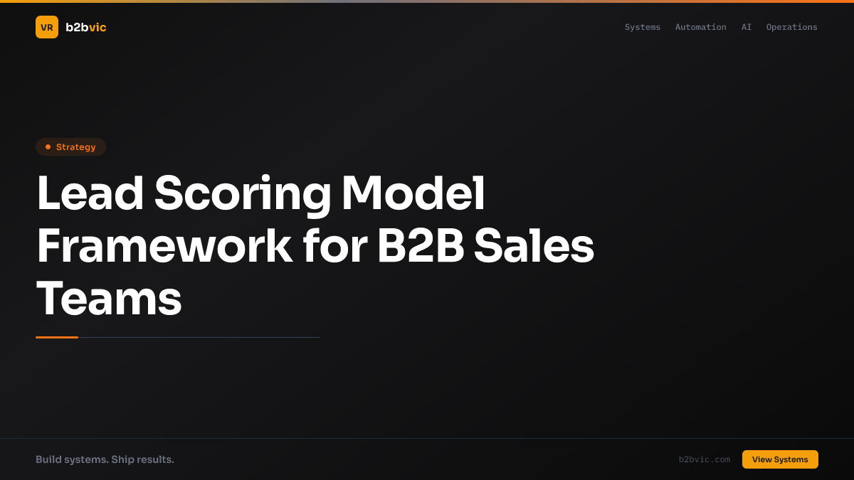 Lead Scoring Model Framework for B2B Sales Teams