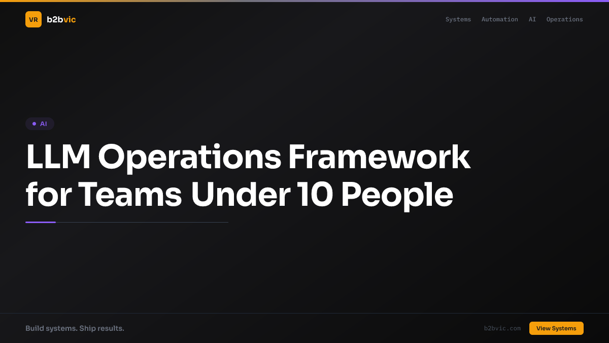 LLM Operations Framework for Teams Under 10 People
