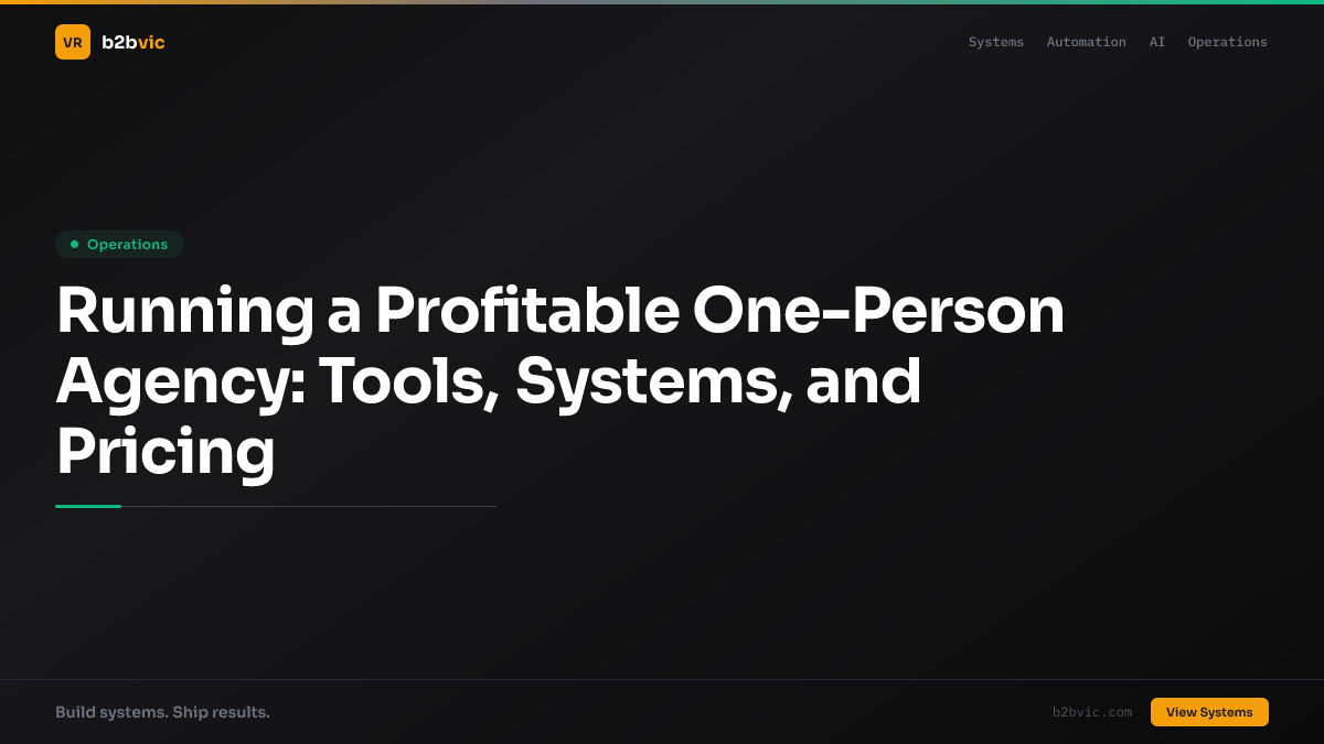 Running a Profitable One-Person Agency: Tools, Systems, and Pricing