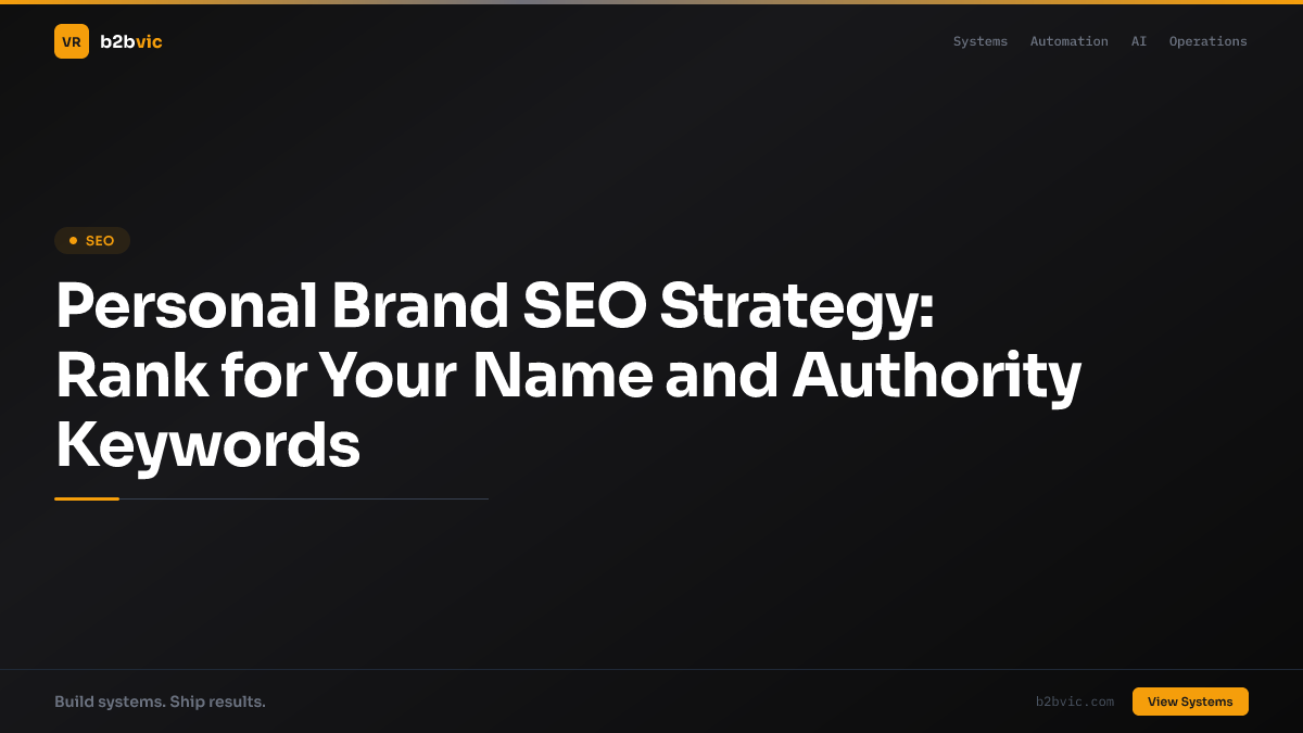 Personal Brand SEO Strategy: Rank for Your Name and Authority Keywords