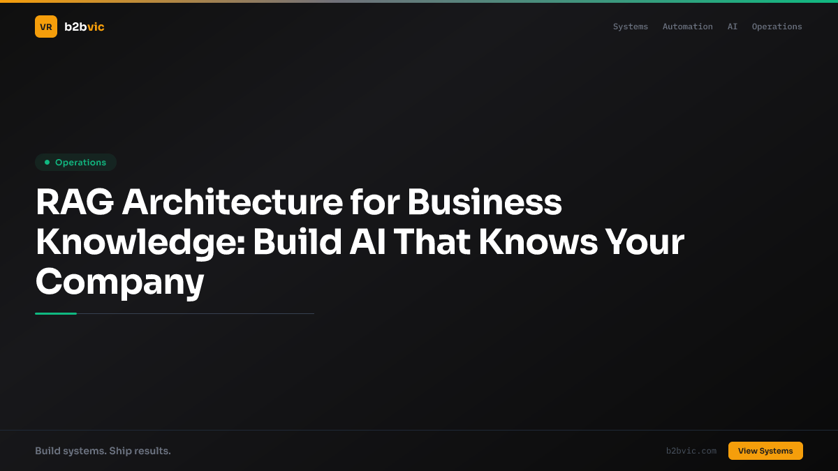 RAG Architecture for Business Knowledge: Build AI That Knows Your Company