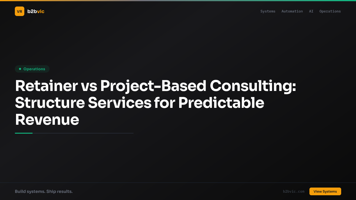 Retainer vs Project-Based Consulting: Structure Services for Predictable Revenue
