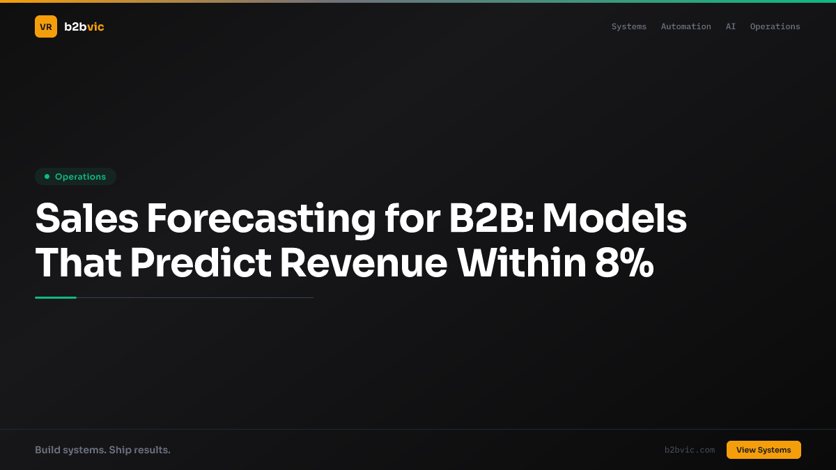Sales Forecasting for B2B: Models That Predict Revenue Within 8%