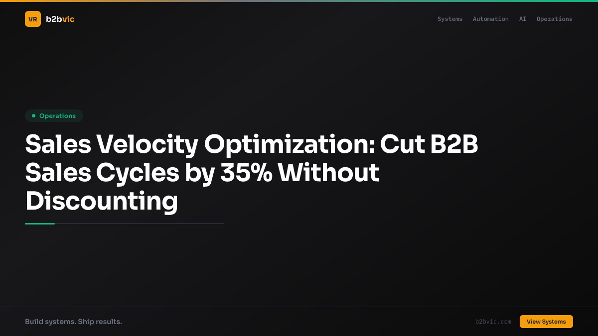 Sales Velocity Optimization: Cut B2B Sales Cycles by 35% Without Discounting