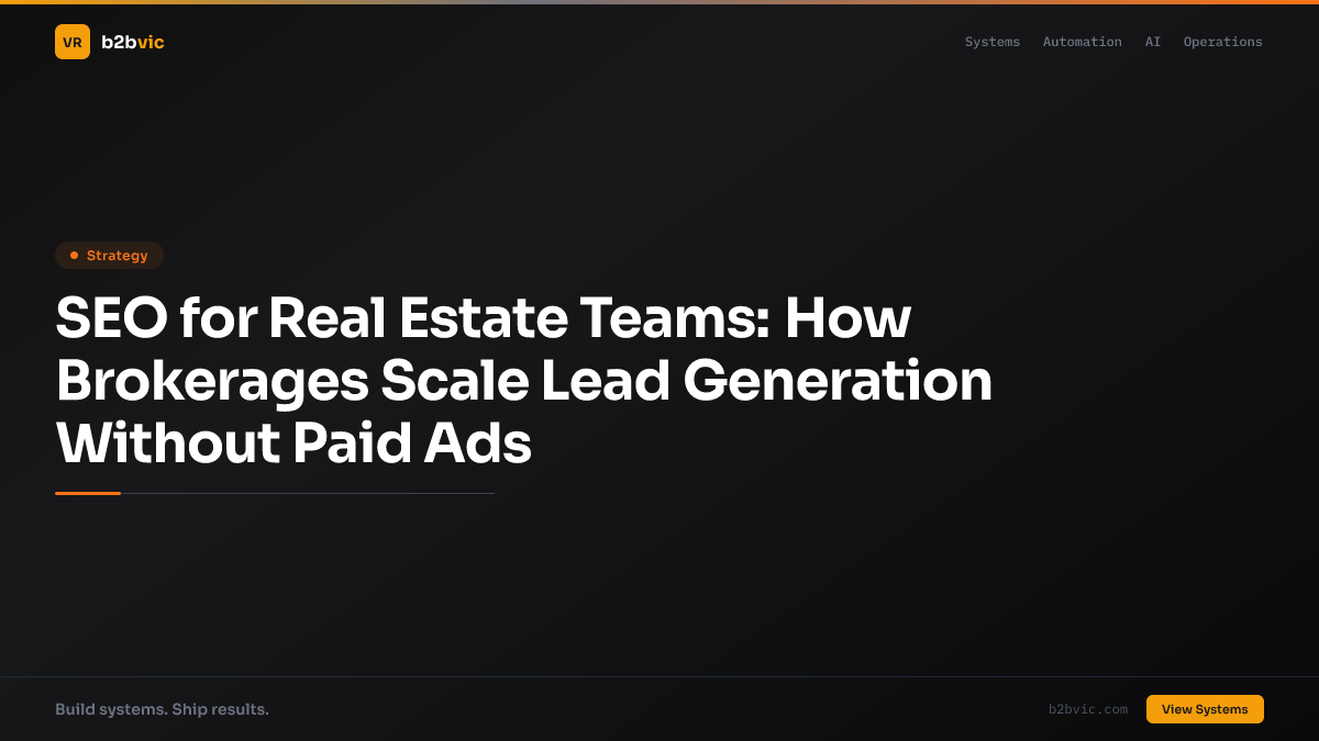 SEO for Real Estate Teams: How Brokerages Scale Lead Generation Without Paid Ads