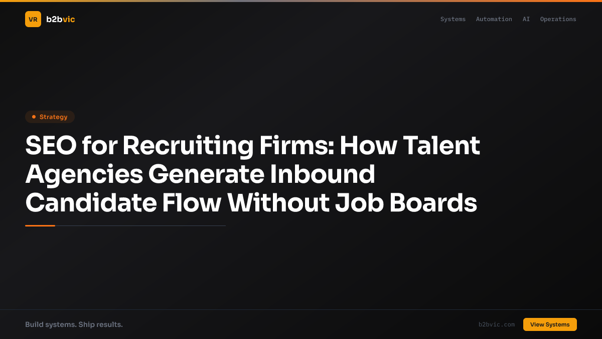 SEO for Recruiting Firms: How Talent Agencies Generate Inbound Candidate Flow Without Job Boards