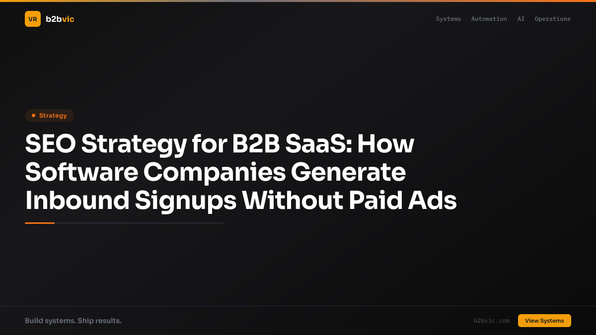 SEO Strategy for B2B SaaS: How Software Companies Generate Inbound Signups Without Paid Ads