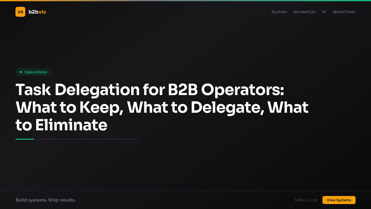 Task Delegation for B2B Operators: What to Keep, What to Delegate, What to Eliminate