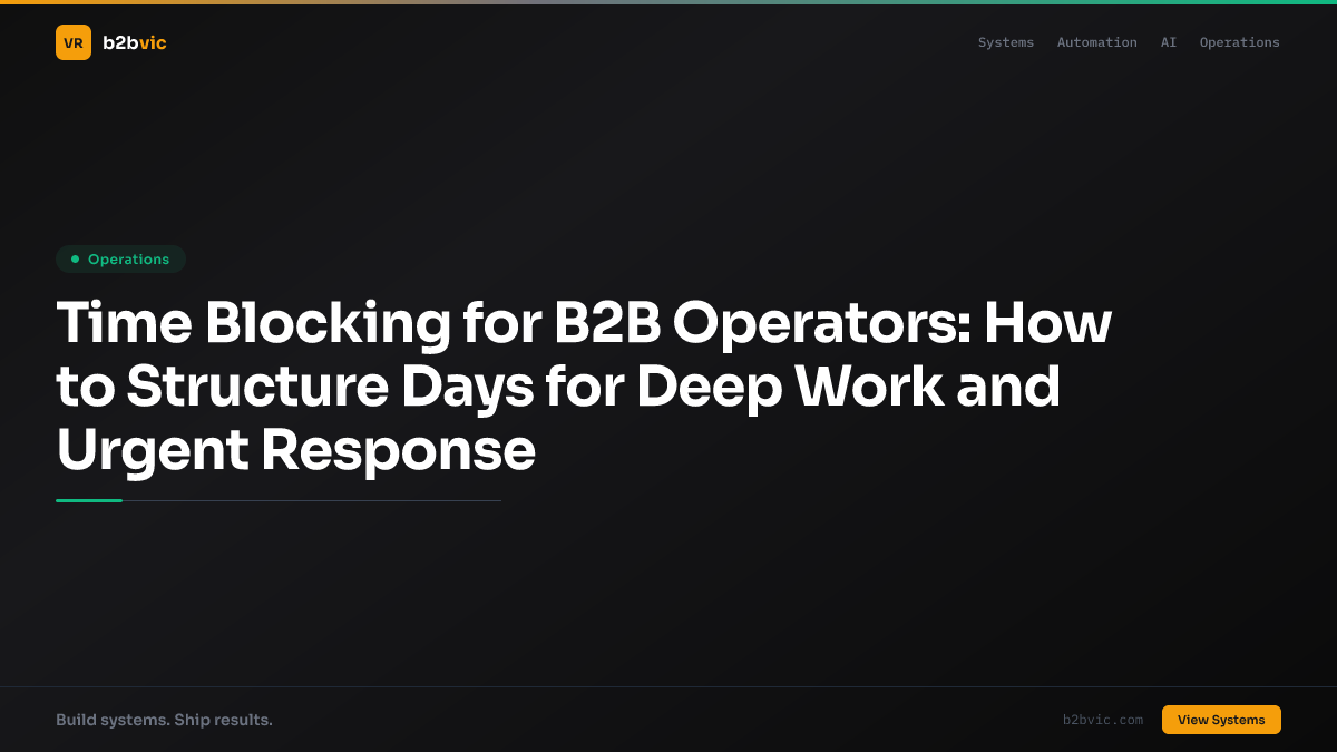 Time Blocking for B2B Operators: How to Structure Days for Deep Work and Urgent Response
