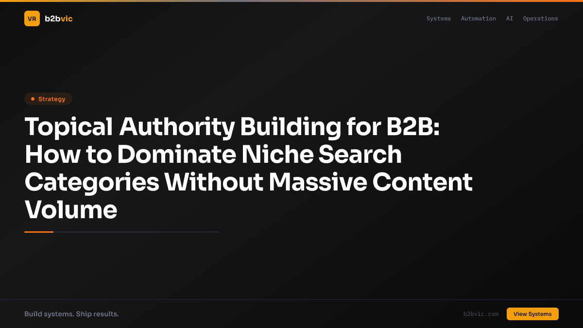 Topical Authority Building for B2B: How to Dominate Niche Search Categories Without Massive Content Volume