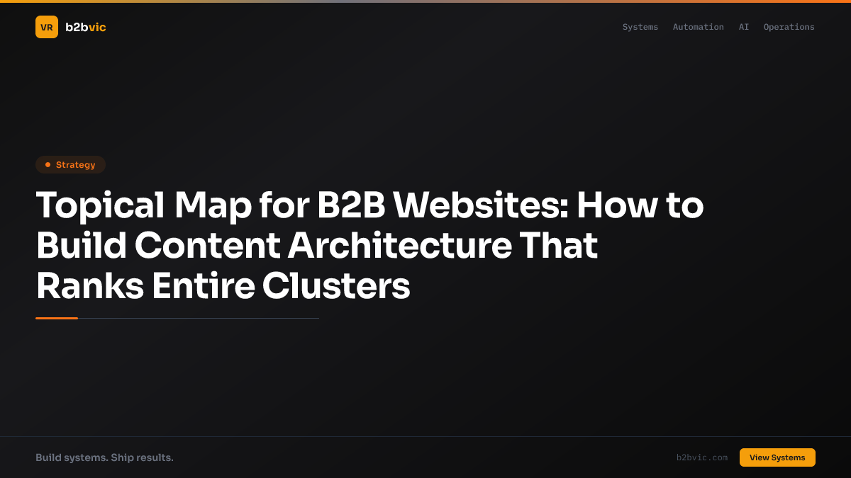 Topical Map for B2B Websites: How to Build Content Architecture That Ranks Entire Clusters
