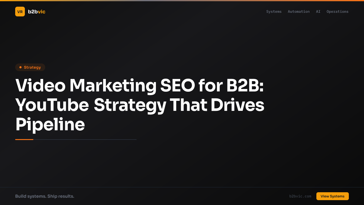 Video Marketing SEO for B2B: YouTube Strategy That Drives Pipeline
