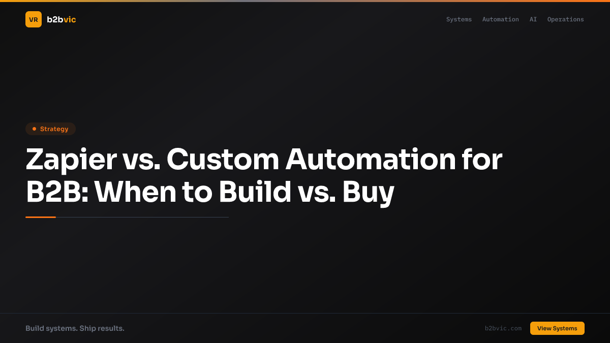Zapier vs. Custom Automation for B2B: When to Build vs. Buy